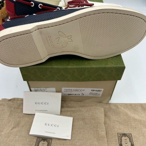 Men’s Gucci GG embossed, leather boat shoes size 9, made in Italy - Picture 5 of 10